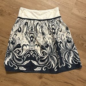 J. Crew plus size 0 flare skirt blue and cream paisley floral print